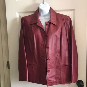 Red/crimson leather jacket